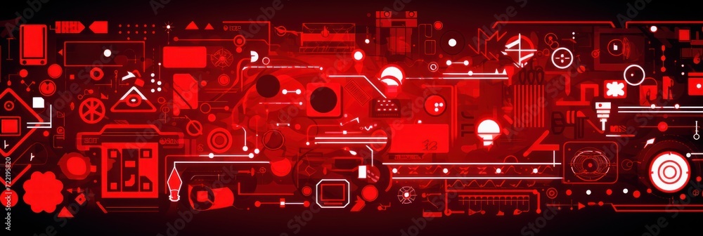 Ruby abstract technology background using tech devices and icons