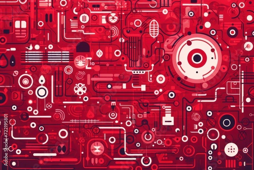Ruby abstract technology background using tech devices and icons