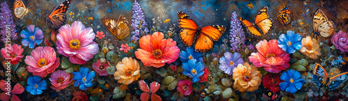 Butterfly and Fresh Blooms. Summer Symphony