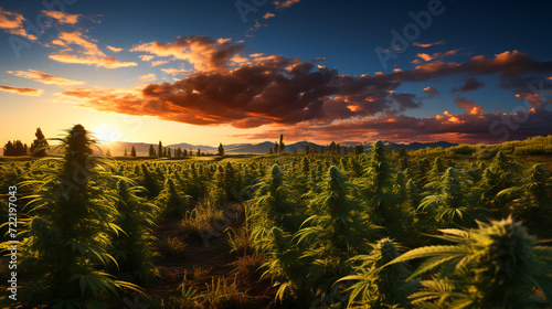 Harmony in Hemp Farming. Cannabis field.