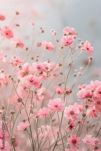 Pink Wildflowers Blooming Gentle Valentine's Day Card © TEERAWAT