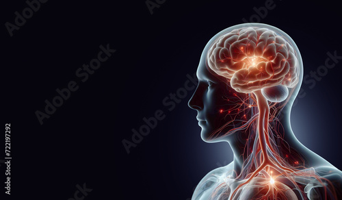 human brain on black background. AI Generative