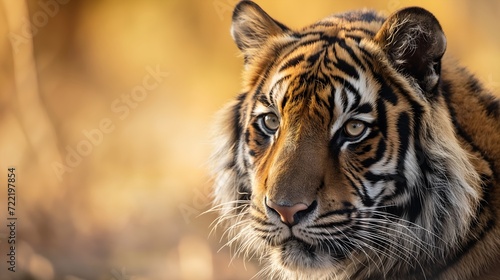 Portrait of a strong male tiger in the jungle. AI Generative