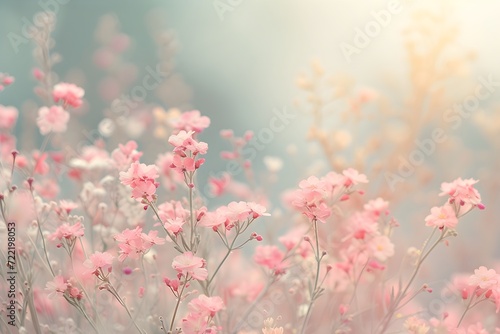 Pink Wildflowers Blooming Gentle Valentine's Day Card © TEERAWAT