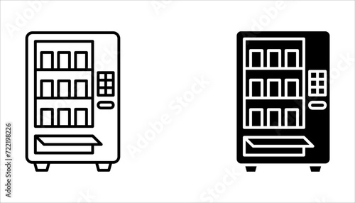 Vending machine icon set. Vending machine with snacks and drinks on white background