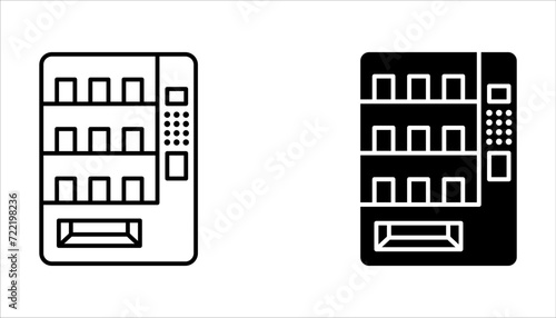 Vending machine icon set. Vending machine with snacks and drinks on white background
