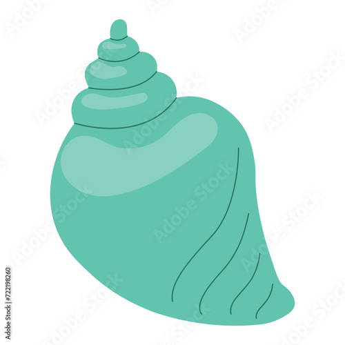 Vector flat illustration of sea shell. Underwater inhabitants of the seabed.
