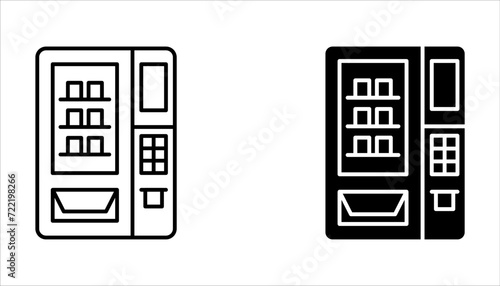 Vending machine icon set. Vending machine with snacks and drinks on white background