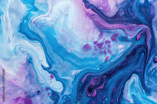 Blue and purple marble background texture. Indigo ocean blue marbling style swirls of marble.