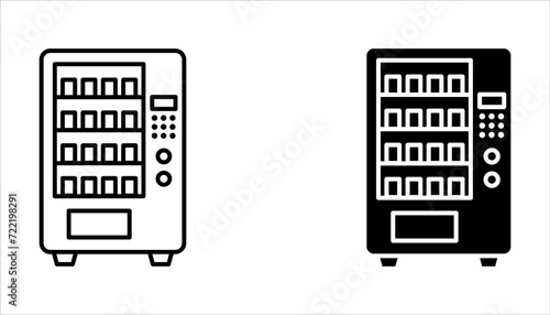 Vending machine icon set. Vending machine with snacks and drinks on white background