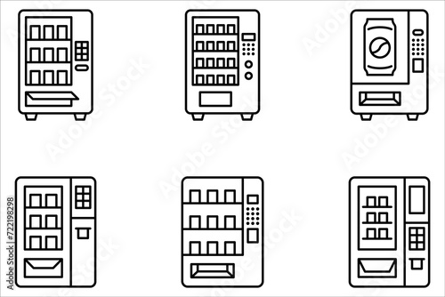 Vending machine icon set. Vending machine with snacks and drinks on white background