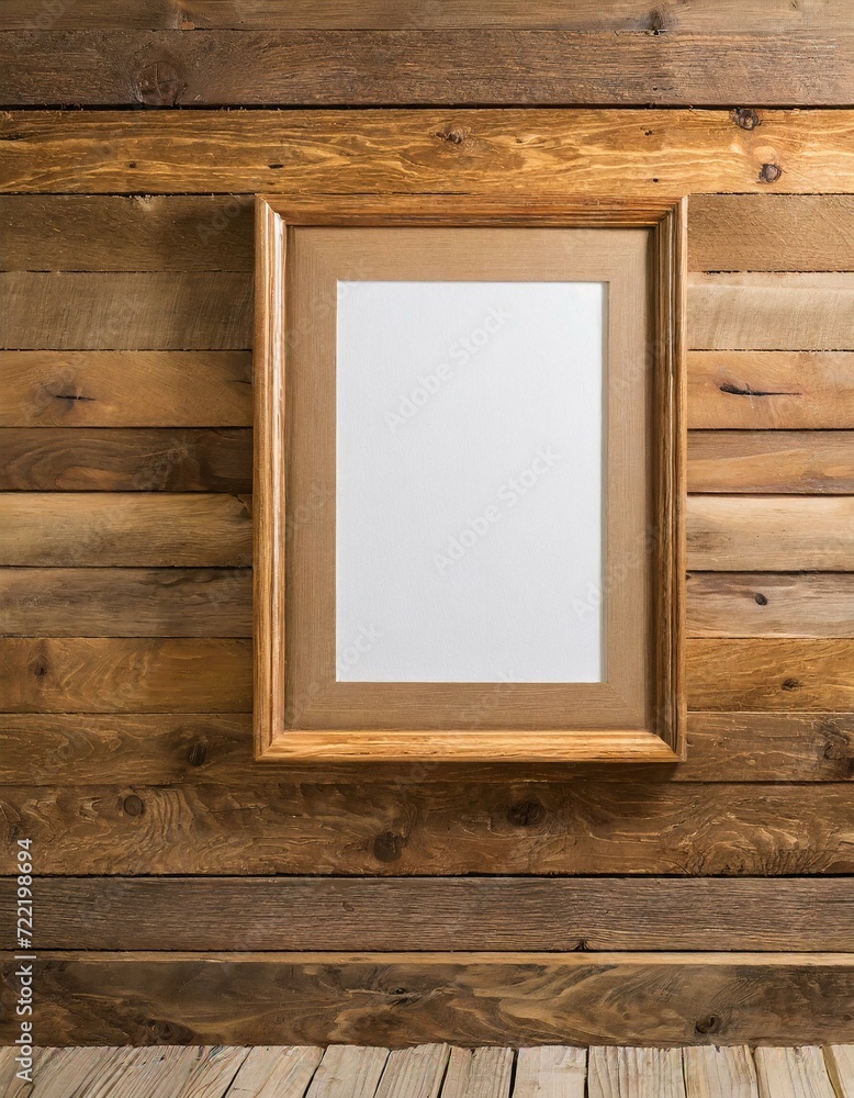 Fototapeta premium wooden picture frame on wall