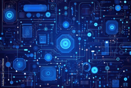 Sapphire abstract technology background using tech devices and icons