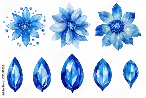 Sapphire several pattern flower, sketch, illust, abstract watercolor