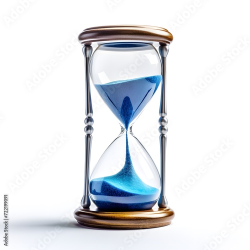 Vintage Hourglass Timer with Blue Sand, Illustrating the Concept of Time Measurement and Countdown in Business History