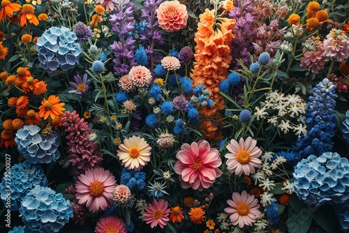 Time-lapse of a blank card being surrounded by growing and blooming flower arrangements