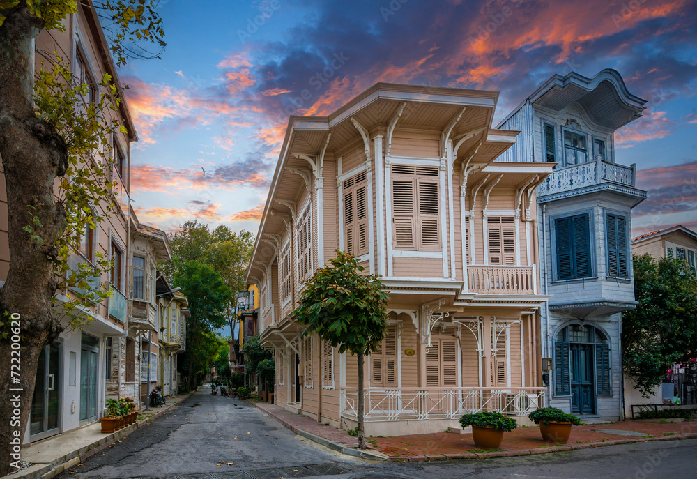 Fototapeta premium Buyukada Island street view. Buyukada is one of the Princes Islands on Marmara Sea.