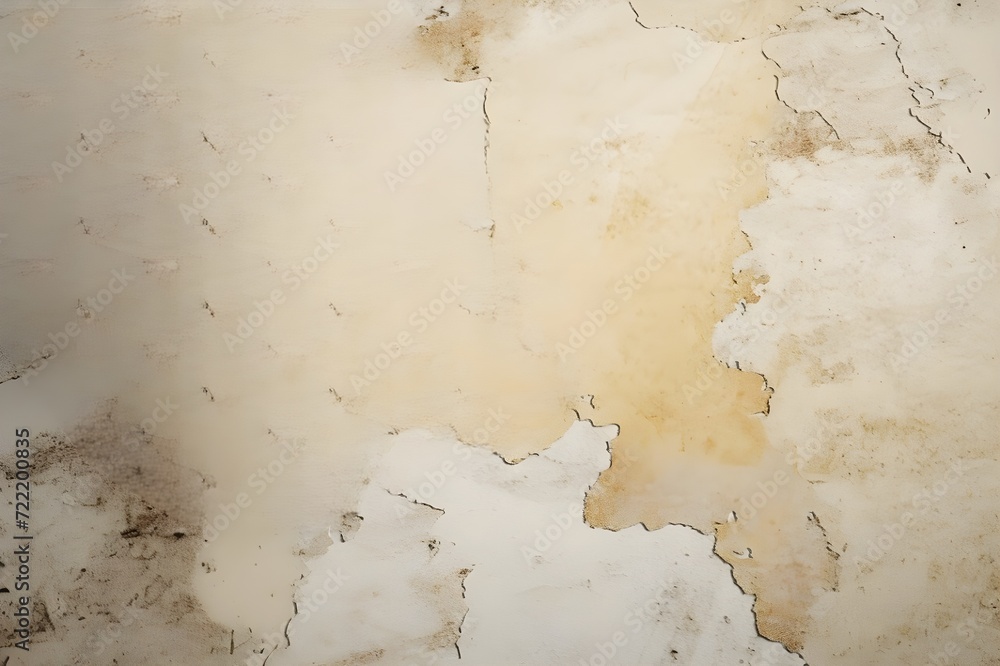The aged texture of the concrete wall, the cream color palette, and the vintage parchment element create a visual composition that exudes nostalgia, history, and simplicity.