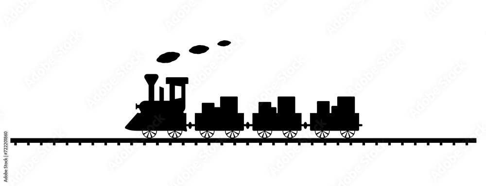 Black and white train image in illustrator on a white background