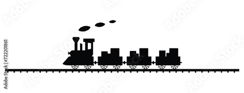 Black and white train image in illustrator on a white background