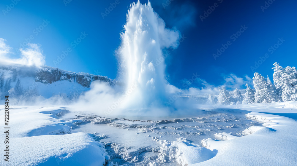 The Power of Yellowstone. Geyser Dance. Geothermal Eruption