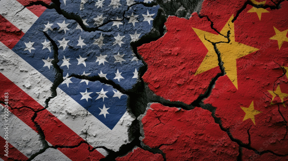 China USA Divided Conflict Symbol, Generative AI
