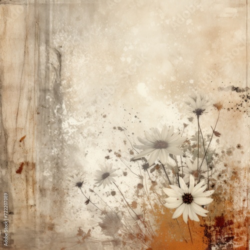 taupe abstract floral background with natural grunge texture © Celina