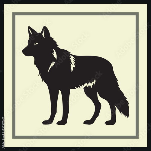 Silhouette Wolf Vector Illustration Image  Standing Wolf Vector Icon  Background 