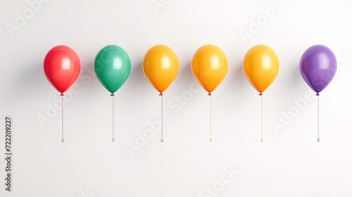 A group of balloons of various shapes on a white background