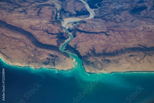 View at the northern coast of Somalia from an airplane