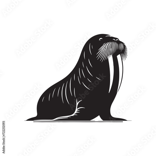 Polar Pinnipeds: Walrus Silhouette Collection Celebrating the Polar Pinnipeds in Striking Shadows - Walrus Illustration - Walrus Vector
