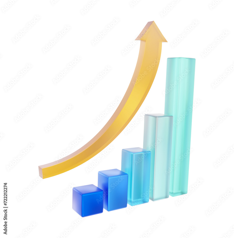 Growth chart 3d rendering illustration Growth chart 3d rendering illustration