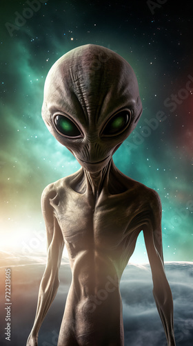 The Fantastical Creature in Space. Portrait of Alien