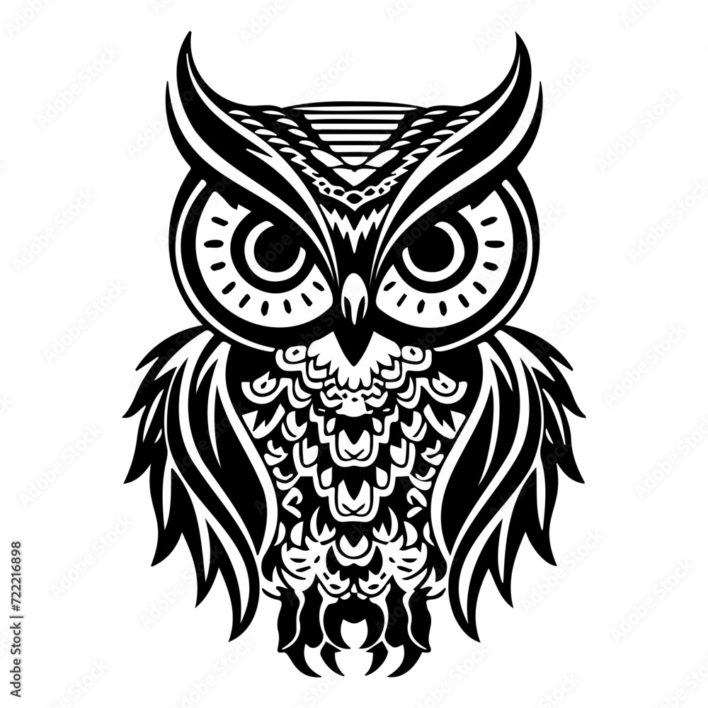 Fototapeta premium adorable owl icon illustration, adorable owl silhouette logo svg vector