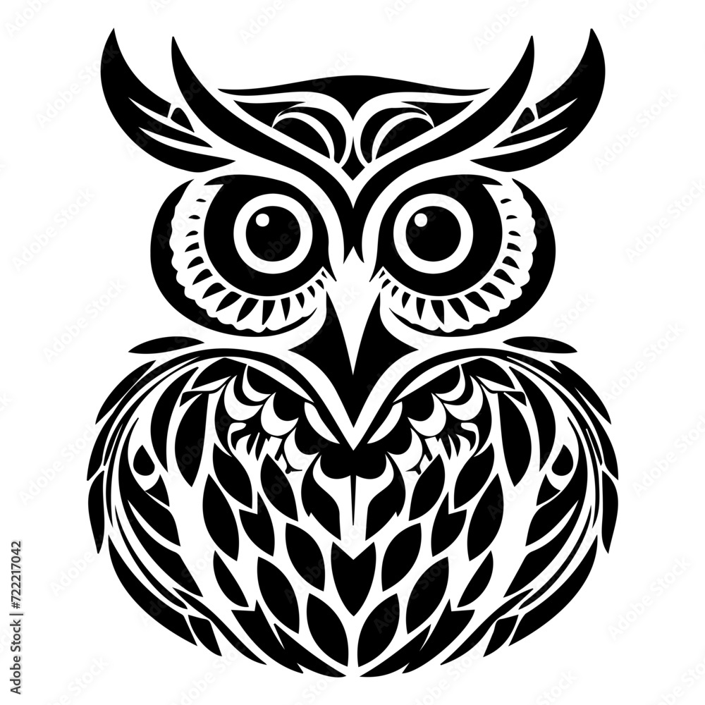 Fototapeta premium adorable owl icon illustration, adorable owl silhouette logo svg vector