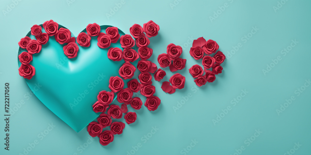 Heart Shaped Rose Boquete card design with petals and snow flakes Heart Shaped Rose Boquete card design with petals and snow flakes