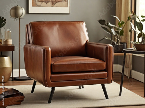 Modern leather chair isolated on the living room 