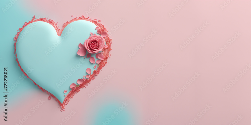  Heart Shaped Rose Boquete card design with petals and snow flakes