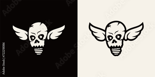 Flying skull light bulb silhouette