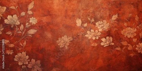 terracotta abstract floral background with natural grunge texture photo