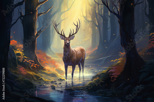 Illustration of a deer in a forest © Alicia