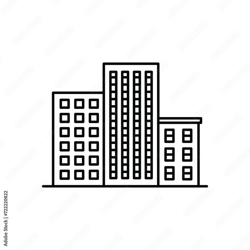 Large Buildings Sign Black Thin Line Icon Cityscape Concept Isolated on a White Background. Vector illustration of Element Urban Architecture