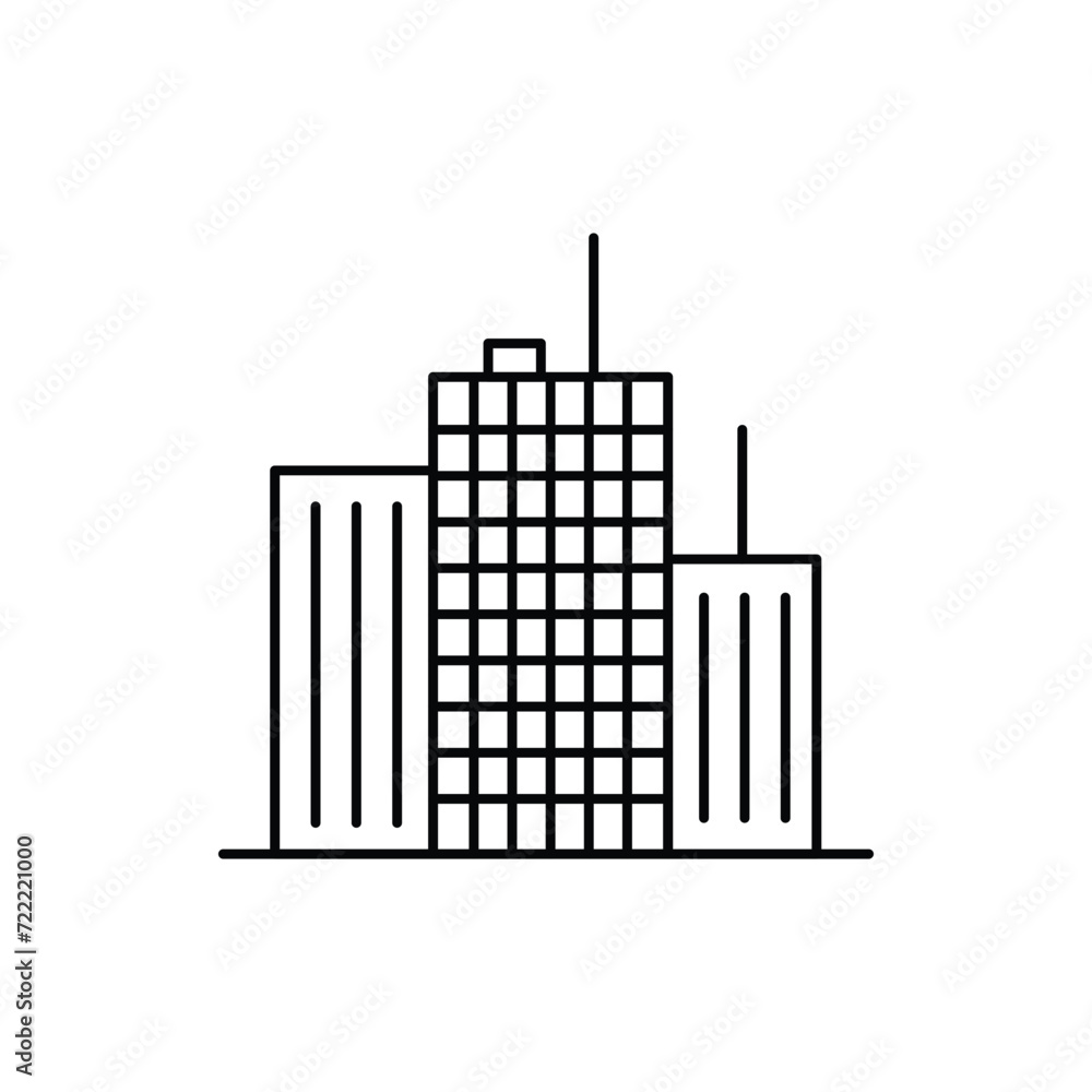 Skyscrapers Buildings Sign Black Thin Line Icon Cityscape Concept Isolated on a White Background. Vector illustration of Element Urban Architecture