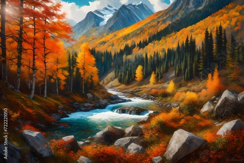 autumn landscape with mountains and river © zohan