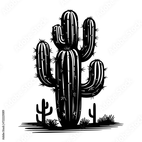 cactus icon illustration, cactus silhouette logo svg vector
