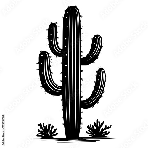 cactus icon illustration, cactus silhouette logo svg vector