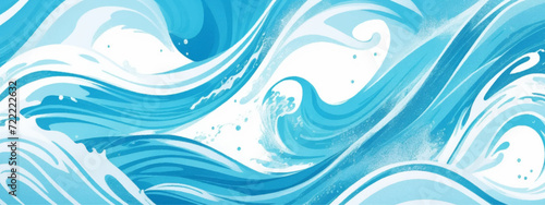 Sea water ocean wave vector background. Blue water ocean sea wave seamless background.