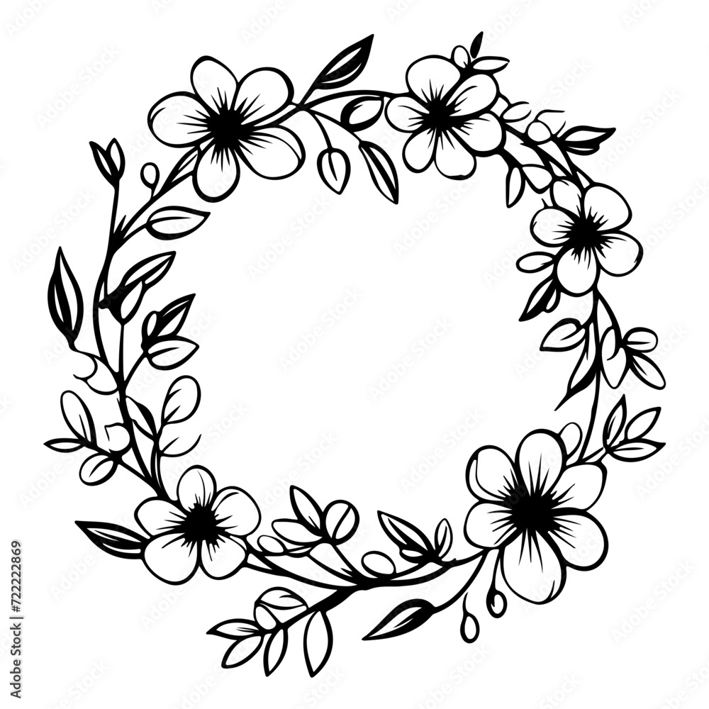 cute flower wreath icon illustration, cute flower wreath silhouette logo svg vector cute flower wreath icon illustration, cute flower wreath silhouette logo svg vector