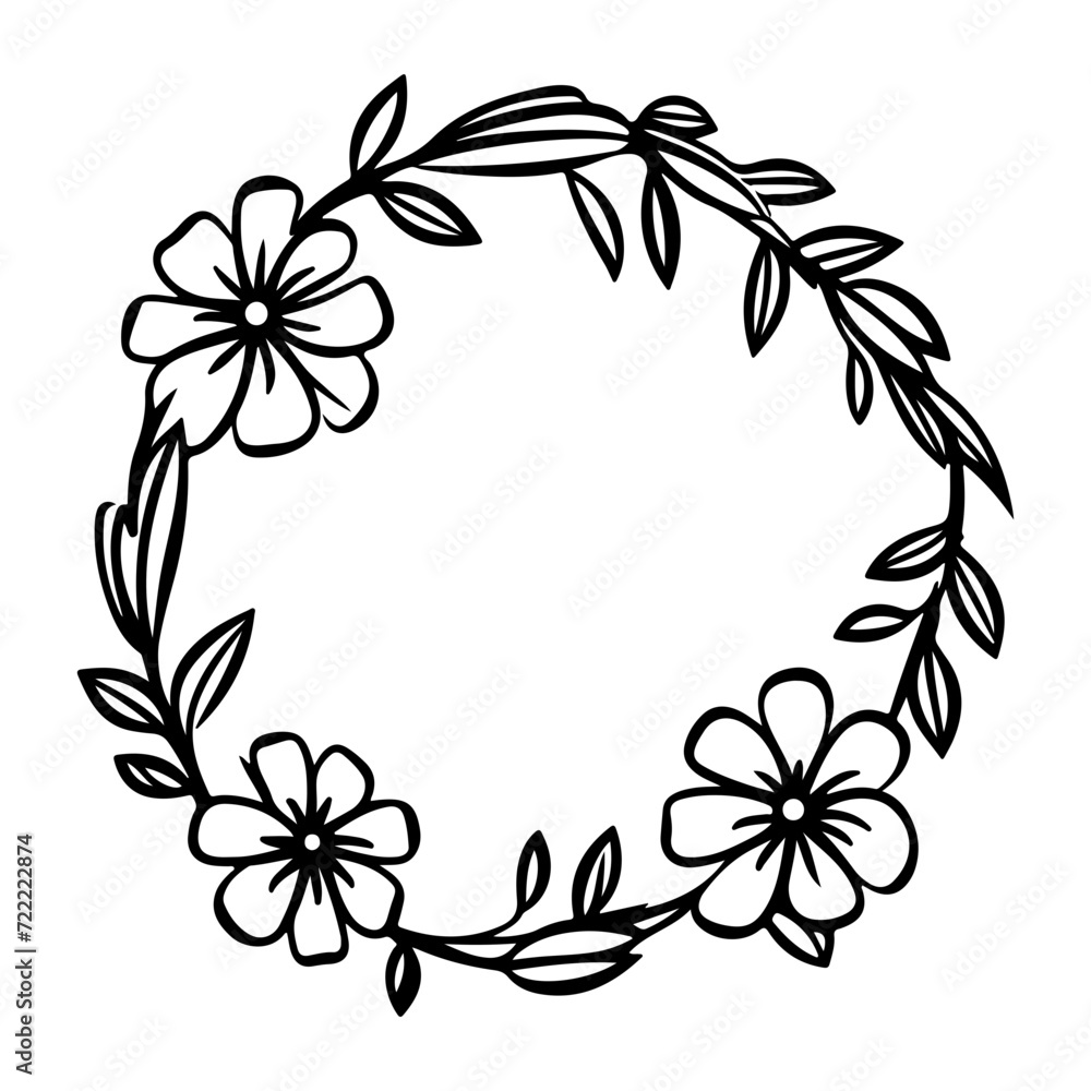cute flower wreath icon illustration, cute flower wreath silhouette logo svg vector cute flower wreath icon illustration, cute flower wreath silhouette logo svg vector