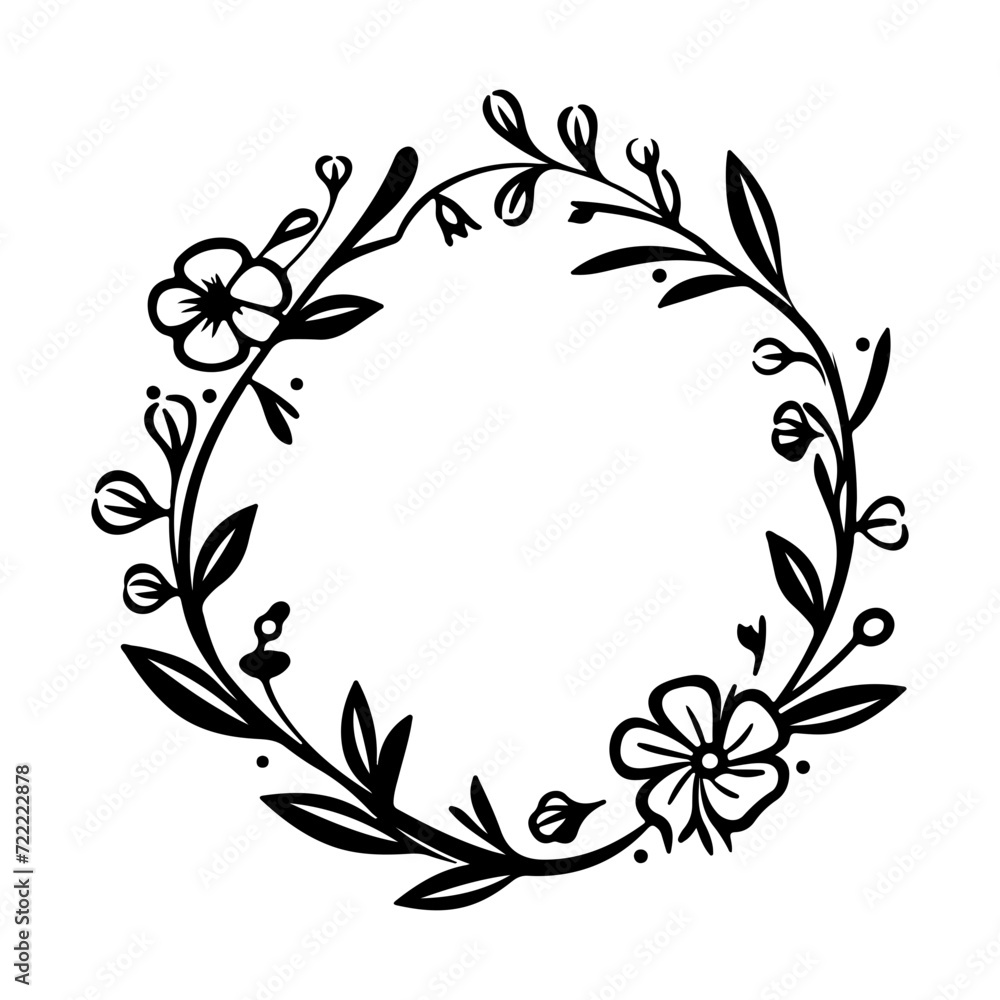 cute flower wreath icon illustration, cute flower wreath silhouette logo svg vector